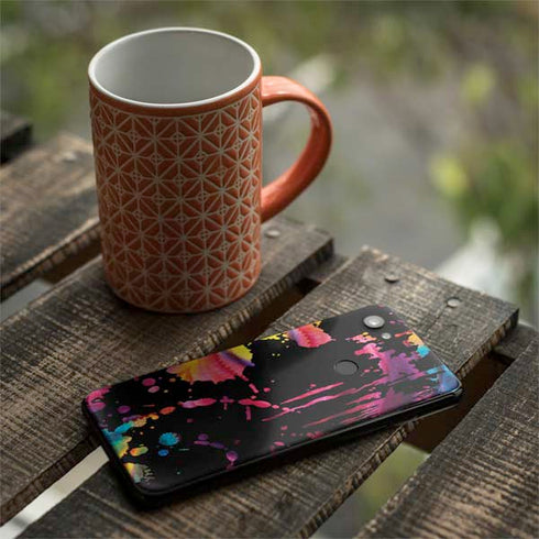 Chromatic Splatter Black Google Pixel 3a Skin